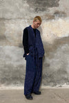 AVIVA JIFEI XUE Blue Striped Panel Wide Leg Pants S22-CWLP